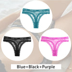 New 3Pcs Lace Thongs Women Floral G-string Underwear Trendy Letter T-Back Underpants Sexy Low Waist Bikini Panties Ladies Panty