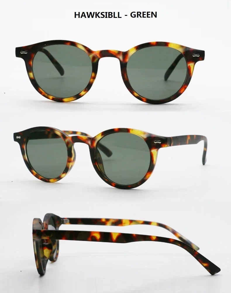 Vintage Rice Nail Round Sunglasses Men Women Brand Hawksbill Blue Shades Eyewear Female Brand Design Sun Glasses Men oculos