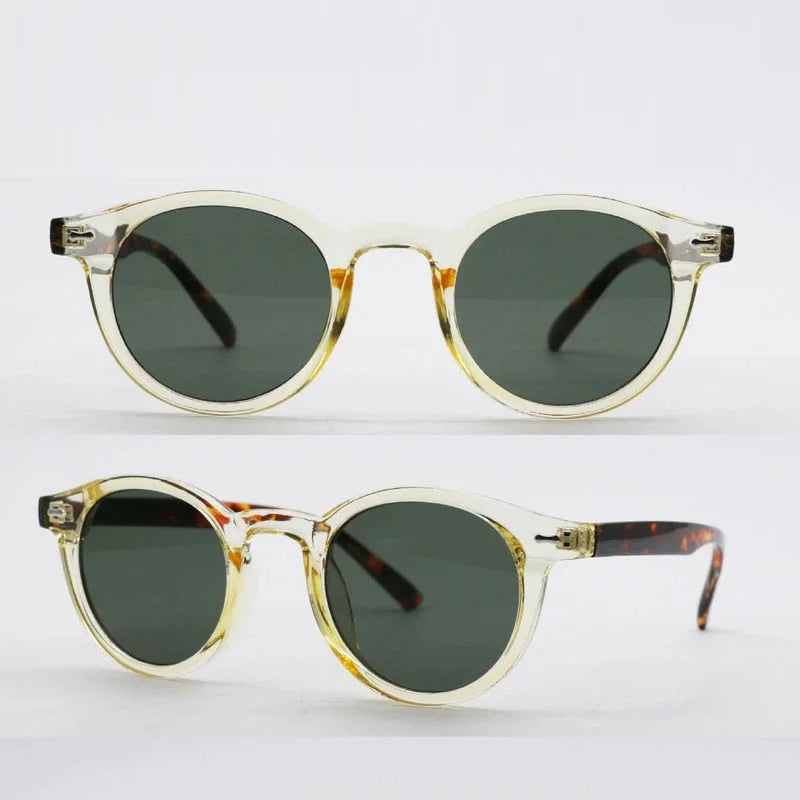 Vintage Rice Nail Round Sunglasses Men Women Brand Hawksbill Blue Shades Eyewear Female Brand Design Sun Glasses Men oculos