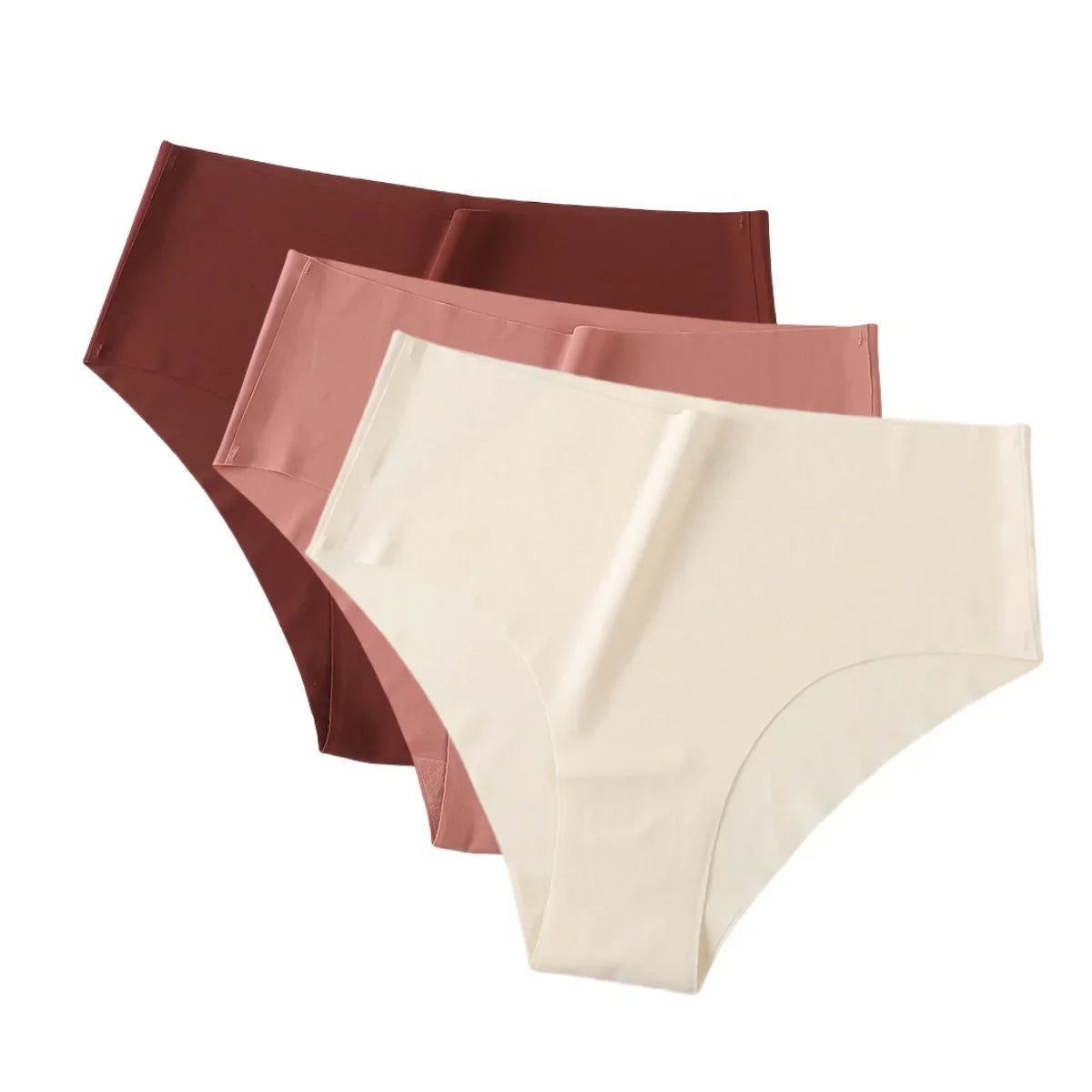3Pcs/Set Ice Silk Panties Women High Waist Seamless Briefs Breathable Invisible Underwear Soft Stretch Sexy Lingerie XS-XL Panty