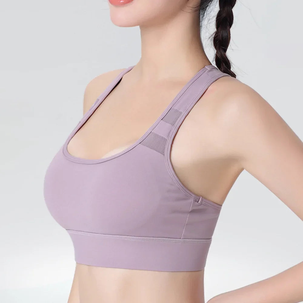 Sports bra, shockproof, high-strength, running, fitness, yoga bra, sports fixed one-piece cup, beautiful back bra