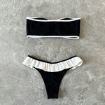 Women's Strapless Swimsuit 2-piece Suit Solid Color Patchwork Push Up Ruffle Thong Beach Hot Spring Bikini Set 2026 New Swimwear