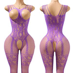 Sexy Big Loophole Open Bra BodySuits Erotic Crotchless Lingerie Women Fishnet Hollow Exposed Breast Adult Plus Size Underwear