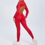 Hearuisavy Summer V Back Sports Jumpsuit Yoga Clothes Rompers Women Long Sleeveles Workout Bodysuits Backless One-piece Suit