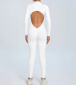 Hearuisavy Summer V Back Sports Jumpsuit Yoga Clothes Rompers Women Long Sleeveles Workout Bodysuits Backless One-piece Suit