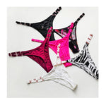 Seamless Sexy Thong Women Underwear Briefs Panties Zebra Flower Low Rise Luxury Metal Buckle G String Bikini Girls Female Panty