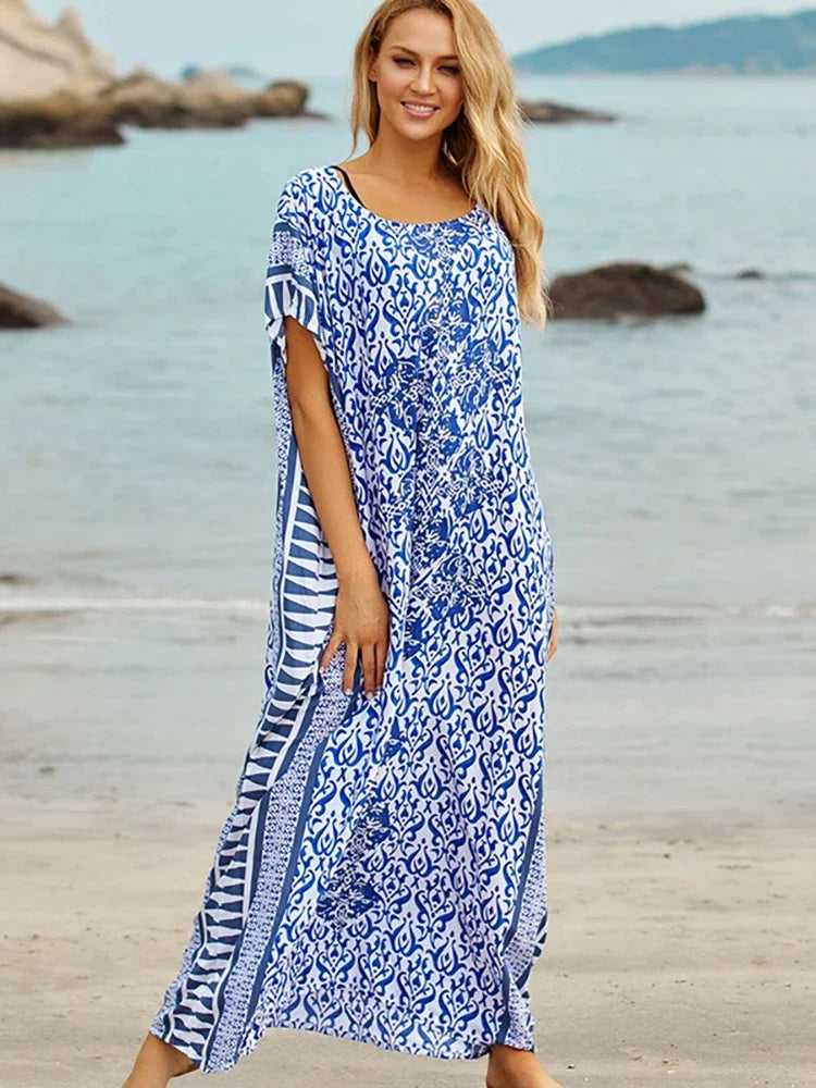 Beach Cover Up Pareo Kaftan Bikini Cover Up Robe De Plage Vestidos Playa Swimsuit Cover Up Bathing Suit Women Maxi Dress