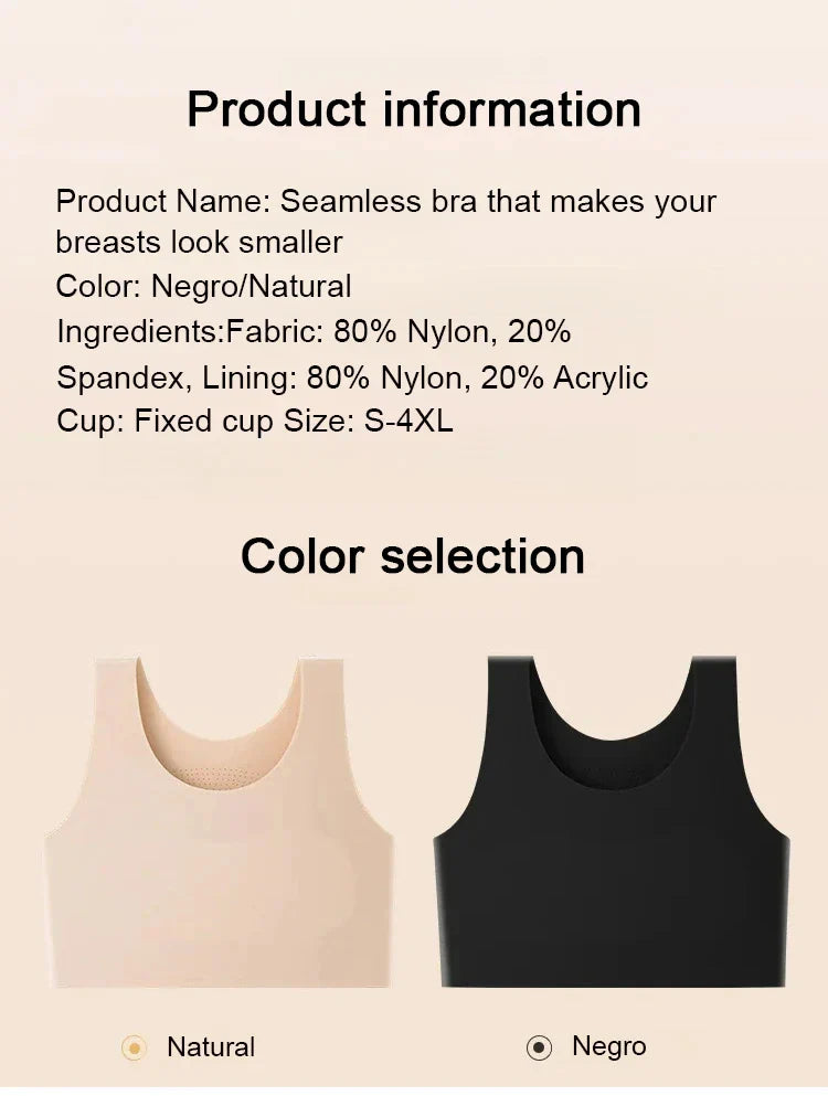 Women's Large Breasts Underwear Wide Shoulder Invisible Corset Antibump Thin Underwear Full Cup Vest Traceless Bra with Bra Pads