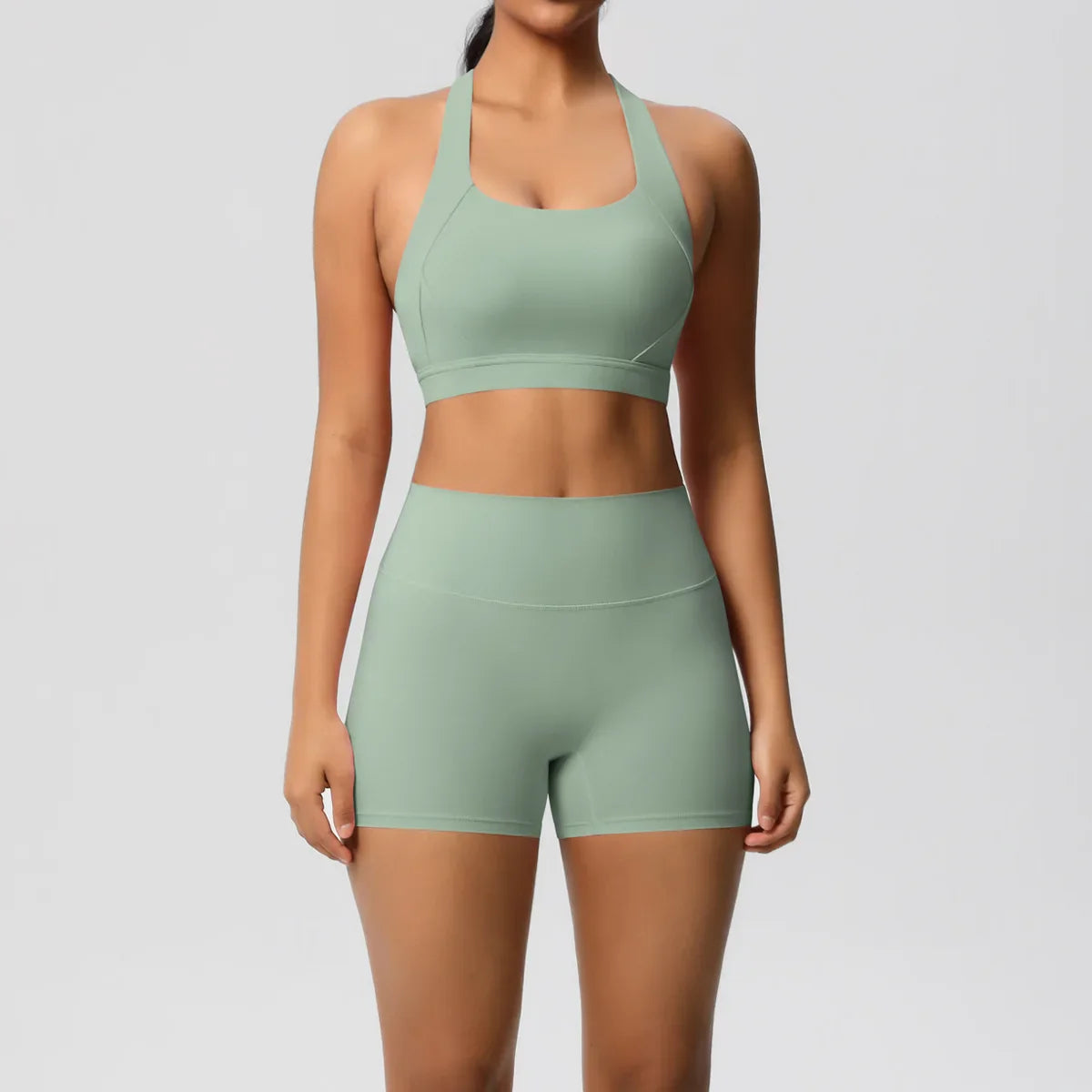 2PCS Yoga Set Gym Clothes Sportswear Women Tracksuit Fitness Tracksuit Workout Suit Sports Bra Gym High Waist Push Up Shorts