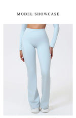 Hearuisavy Summer Woman Workout Flared Pants Leggings Pilates Fitness Trousers High Waist Butt Lifting Yoga Bell-Bottom Pants