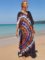 2025 Loose Boho Style Maxi Dress Print Face Swim Suit Cover-up Bohemian Dress Robe Plage Kaftan Maxi Dress Beach Wear Tunics