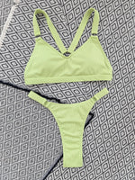 Sexy Ring Linked Backless Bikini Set Women Solid Black White Hollow Out Push Up Micro Swimsuit 2024 Bathing Suit Thong Swimwear