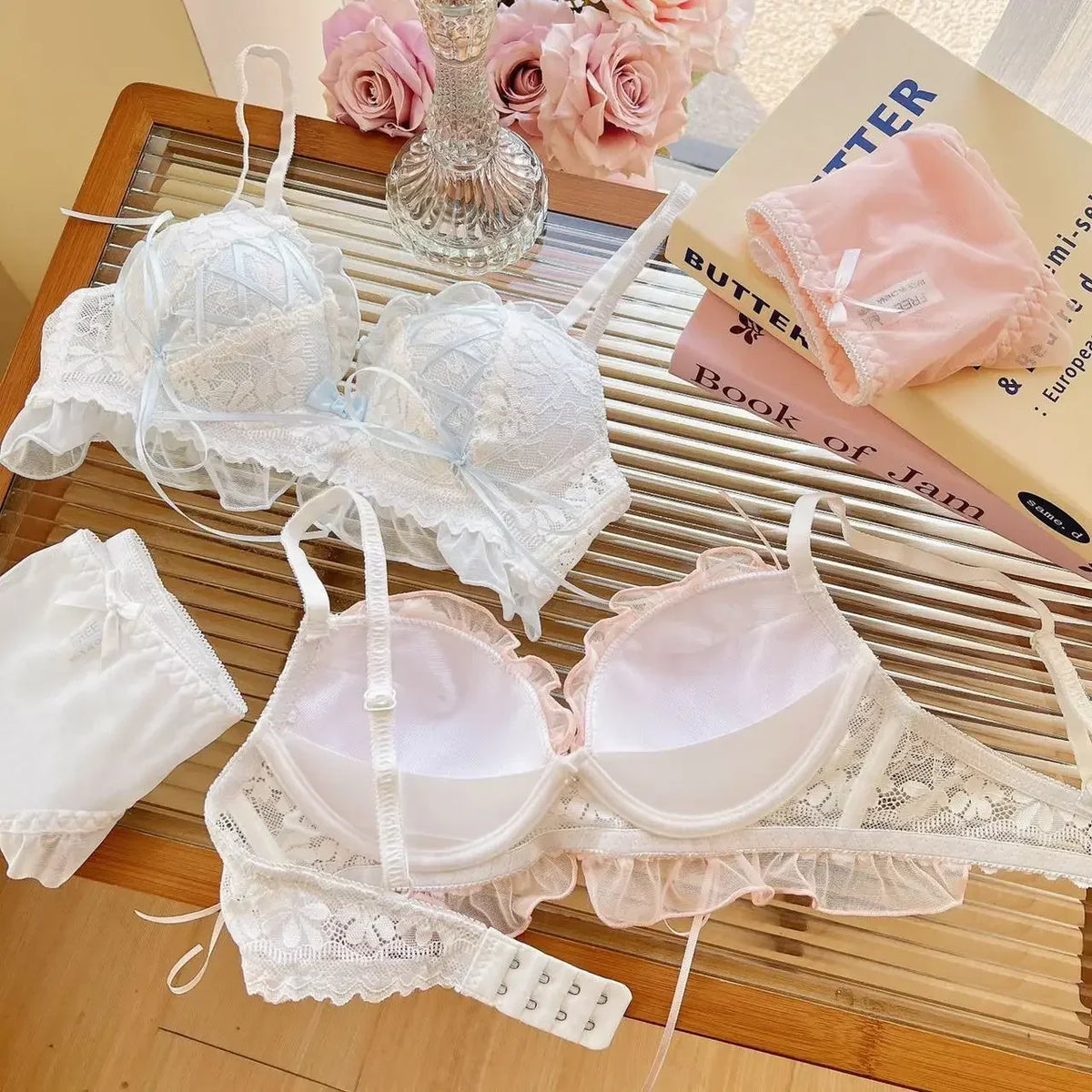 Japanese Style Lolita Princess Wind Lace Lace Lingerie Design for Girls Push-up Bra Women UnderwearPush Up Bra