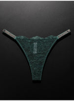 Lace Sexy Girls Women Panties Seamless Underwear Rhinestone G String Letter Transparent Thong For Female Low Rise Ladies Briefs