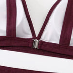 2023 New Sexy V-Neck Ribbed Bikini High Waist Swimsuit Women Solid Push Up Swimwear Female Bathing Suit Bikini Set Beachwear