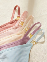 5PCS/Set Solid Women's Thongs Sexy Low Rise Seamless Panties Ribbed Lingerie Comfy Women's Underwear Set