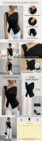 Womens Tank Top Asymmetric Ruched Split Decor Tank Top Ruched Blouse Fitted Elegant Chic Apparel Tops Spring Summer Daily Shirts
