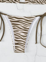 Sexy Zebra Striped Bikini Women Halter Push Up Triangle Swimsuit Brazilian Summer Bathing Suit Micro Swimwear 2025 Swimming Suit