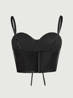 Sexy Black Short Leopard Print Shapewear Tube Top Strap Back Button Women's Erotic Crop Top Camisole Casaul Pure Desire HVVI