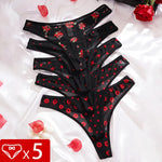 5pcs/pack Print Design Sexy Women thongs Breathable Comfortable Lady g-string Underwear Elegant Sexy Lingerie Fashion New Panty