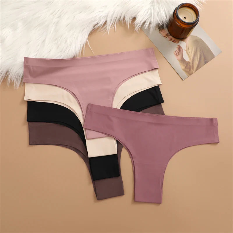 3PCS Seamless Ultra-thin Brazilian panties Maillard Panties Women Ice Silk Underwear Sexy Panty Low Waist G-string Female Solid