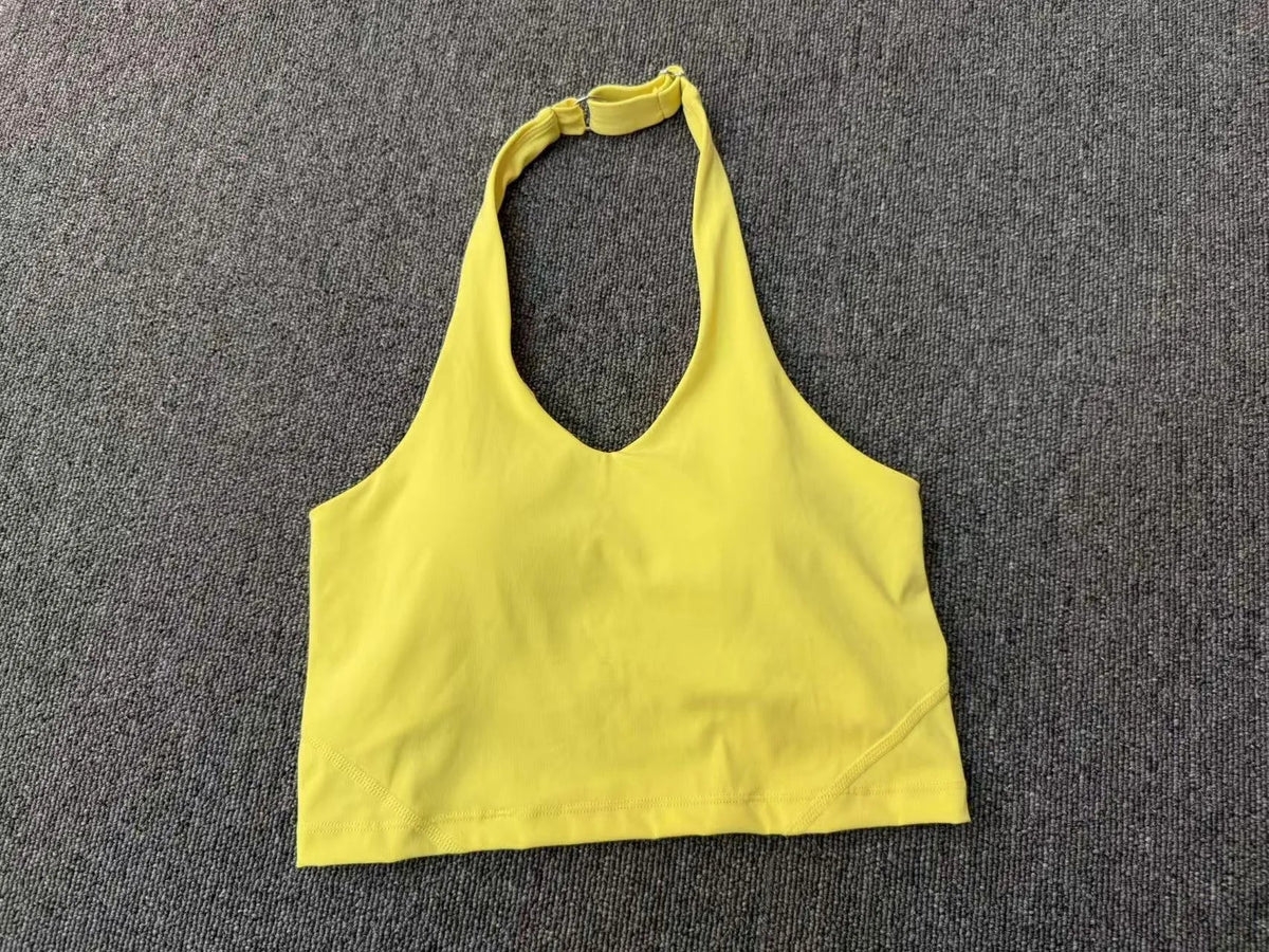 Women Fitness Sports Bra Halter Top High Support Push-up Open Back Gym Bra Shockproof Running Fitness Yoga Workout Underwear
