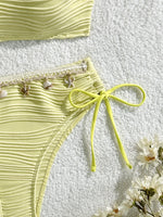 Sexy Bandeau Bikini Set 2025 Women Black Shell Starfish Push Up Drawstring Side High Waist Swimsuit Beach Bathing Suit Swimwear