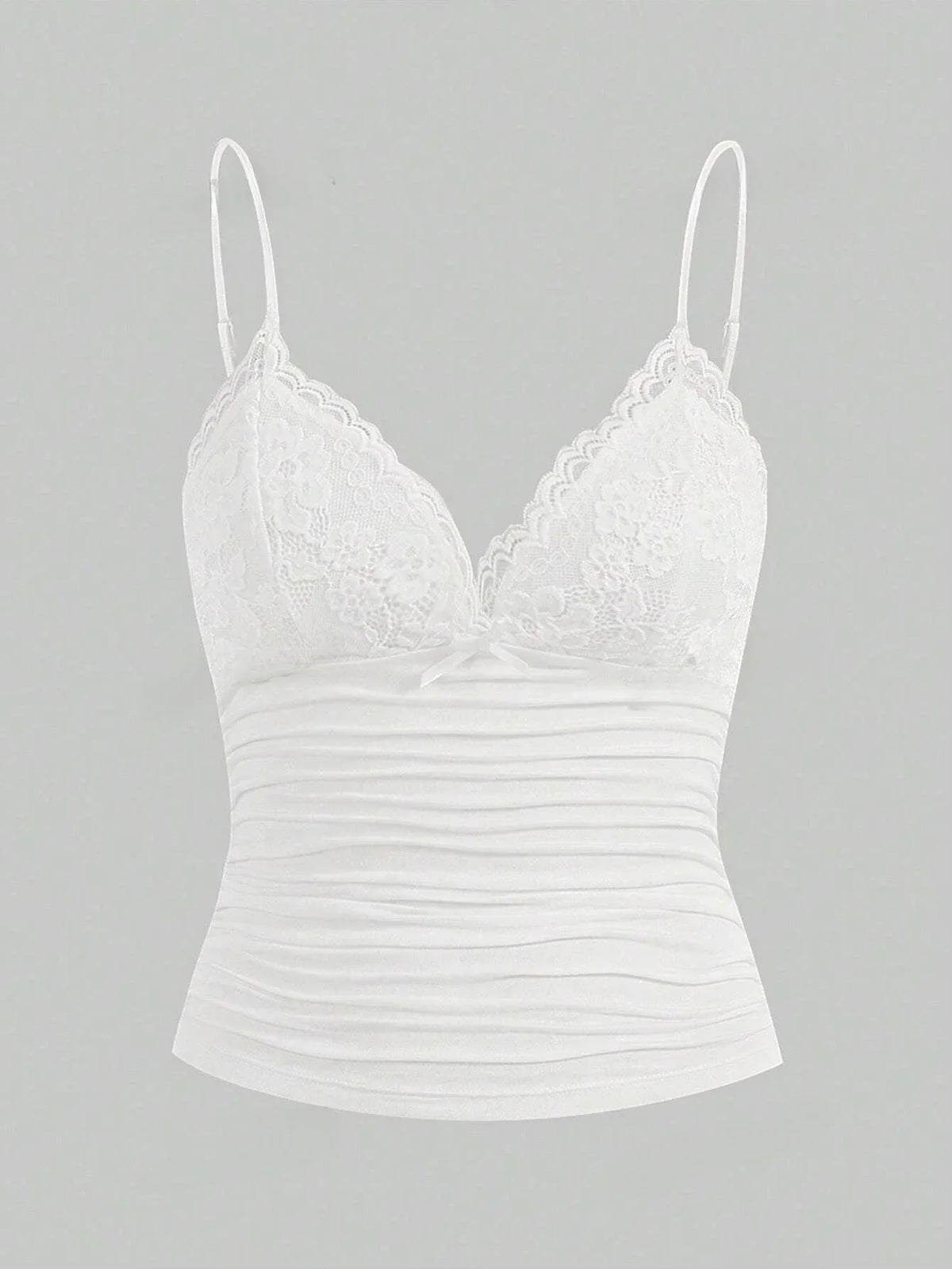 Sexy Contrast Lace Bow Front Crop Cami Top Women 2024 Summer Grunge Punk Y2K Clothes Ruched Skinny Backless Tee Shirt
