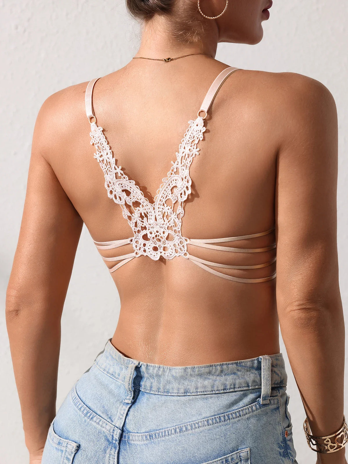 Butterfly lace Backless Style sexy bras Fashion Comfortable women's bra Front closure push-up bra