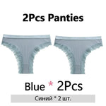 FINETOO 2Pcs/Set Women Cotton Brazilian Panties Plus Size M-2XL Lingerie Sexy Lace Underwear Low Rise Girls Intimates Underpants