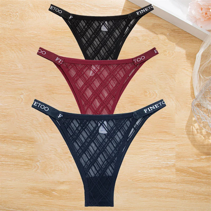 3Pcs/Set Cotton Panties Women Letter Belt Lace Sexy Briefs Seamless Low Rise Underwear Ladies M-XL Underwear Girls Lingerie New