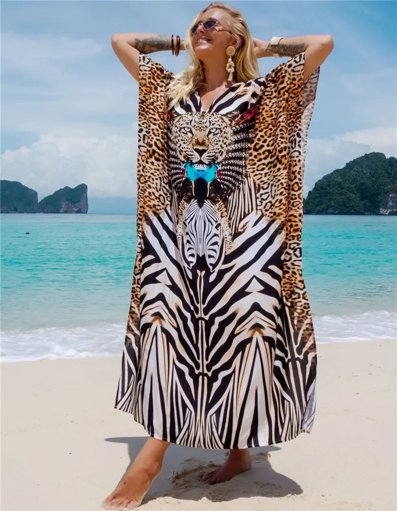 Kaftan Dresses for Women Plus Size Bathing Suit Cover Up Vneck Batwing Dress Loose Fit Moroccan Caftan Mumu Dresses