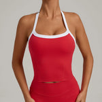 Hanging Neck Top Women Sports Bra Push Up Fitness Yoga Bra Color Blocked Underwear Gym Sport Tops Women Running Vest Bralette