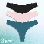 3PCS Women Seamless Panties Wavy Design Ultra-thin Panties Women Ice Silk Underwear Sexy Panty Low Waist G-string Female Solid