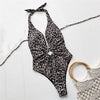 Leopard Print Halter Backless Swimwear Sexy One Piece Swimsuit Women 2026 Hollow Out Bathing Suit Metal Wrinkled Monokini Swim test