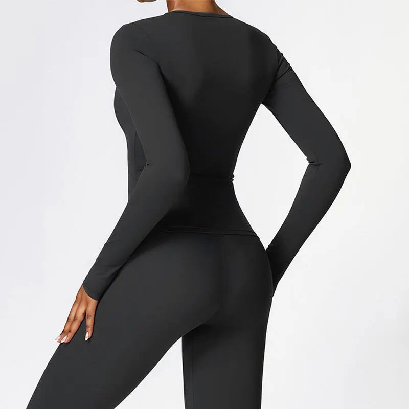 NCLAGEN Long Sleeve Workout Top Gym Pilates Clothes Women Active Wear Sports Shirt Elastic Fitness Yoga Clothing Running Shirts