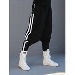 Striped Black Harem Pants for Women 2025 New Wide Casual Pockets Female Sportwear Trousers Ladies Bottpms 55977