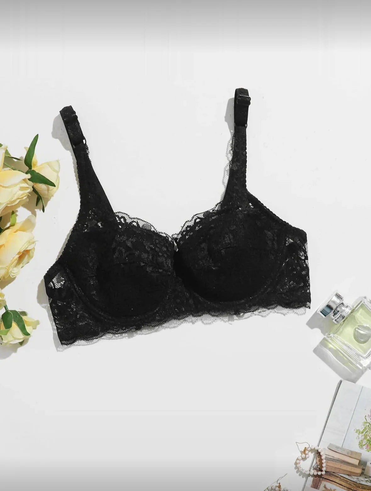 Lace Women's Bra Breast Cover Thin Cup Underwear Underwire Adjustable Push Up Bras Sexy Bralette Lingerie