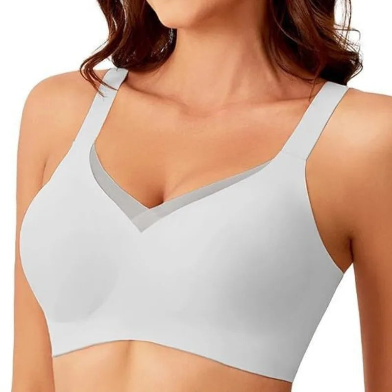 Women's Wire-free Seamless Bra Full Cup Breathable Thin Padding Bras Solid Color Plus Size Comfortable Outer Bra Underwear