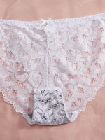 6-Piece Set Women's Bra and Panties Set Sexy Patterned Lace Patchwork No Lining Comfortable Fitting Women's Push-Up Bra Women's Underwear Set