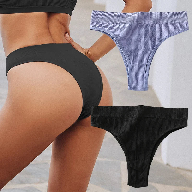 2PCS/Set Seamless Panties Women Sexy Low Waist Brazilian Pant Female Solid Color Breathable Underwear Lady Soft Intimat Lingerie