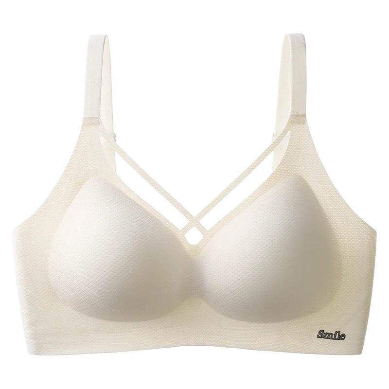Traceless Half-Fixed Cup Women Underwear Thin Jelly Soft Support Anti Drop Adjustable No Steel Ring Super Soft Solid Color Bras