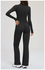 2PCS Yoga Set Gym Clothes Sportswear Seamless Women Fitness Long Sleeved Tracksuits Sports Workout Gym Flared Leggings Athletic