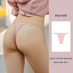 Sexy Women Cotton Thongs Adjustable Belt Seamless Panties Breathable Low Waist Lingerie Female Soft Solid Color Intimates