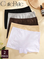 2Pcs/Set Women's Panties Cotton Seamless Sports Boxers Underwear Female Solid Color Briefs Lingerie Intimate Underpants XS-XL