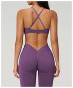 Backless Yoga Bra Woman Gym Tops Sports Bra Strap Cross Back Womens Underwear Adjustable Shoulder Strap Inner Padded Yoga Vest