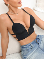 Fashionable Solid Color Women Bra Minimalist Deep V Push up Bra Comfortable and Sexy Underwire Lingerie Underwear