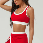 Women Contrast Color Elastic Fitness Gym Training Yoga Padded Top Clothes Casual Outdoor Workout Sport Bra