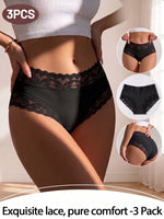 3PCS/Set Women's Sexy Lace Panties High Waist Hollow Out Briefs Breathable Underwear Female Elastic Soft Lingerie XS-XXL