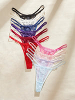 10Pcs/Set Sexy Lace Women Panties Low Waist G‑String Thong Adjustable Waistband Lingerie Underwear